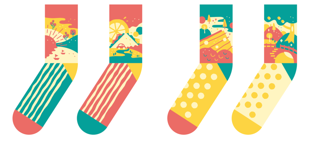 野餐系列襪子設計原稿